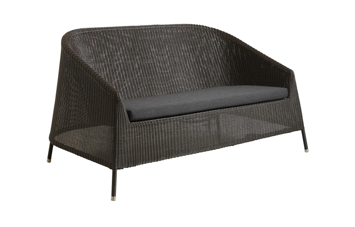 Kingston 2 Seater Stackable Lounge Sofa by Cane-Line - Mocca Fiber Weave, Black Natte Cushion.