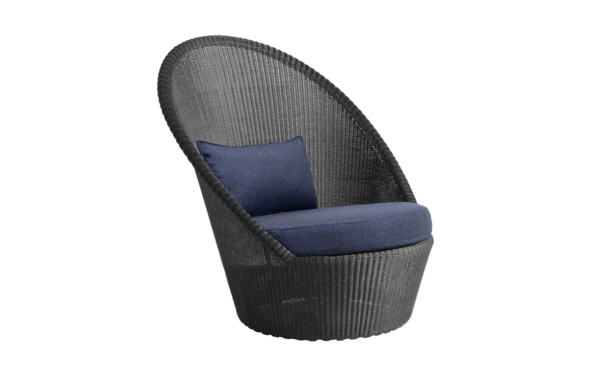 Kingston Sunchair with Wheels by Cane-Line - Graphite Fiber Weave *, Blue Link Set.