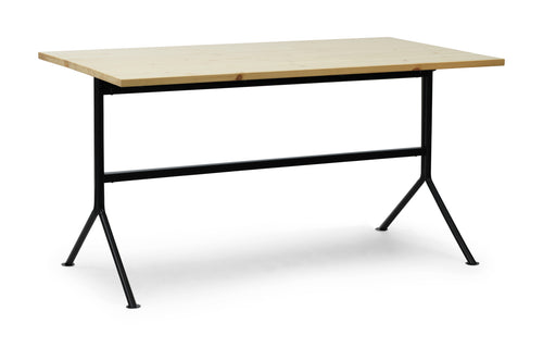 Kip Desk by Normann Copenhagen - Black Powder Coated Steel, Pine Lacquered Wood.
