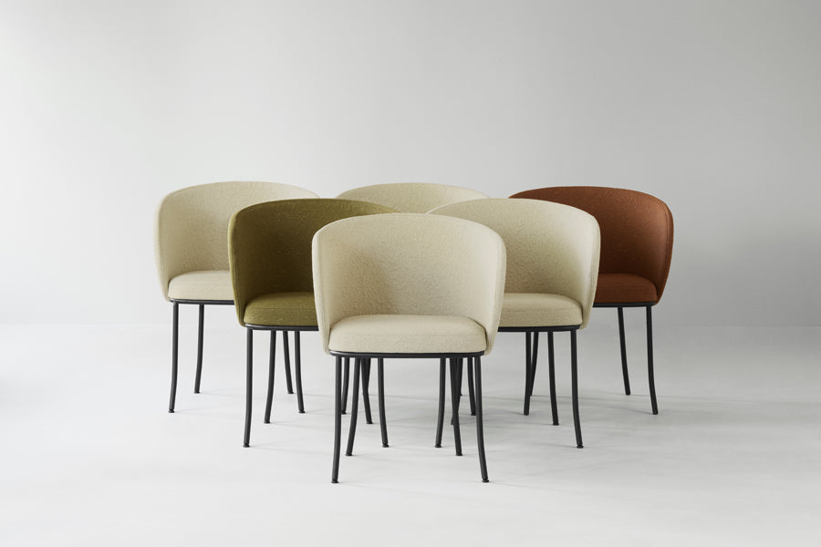Knit Armchair by Normann Copenhagen, showing knit armchairs in live shot.