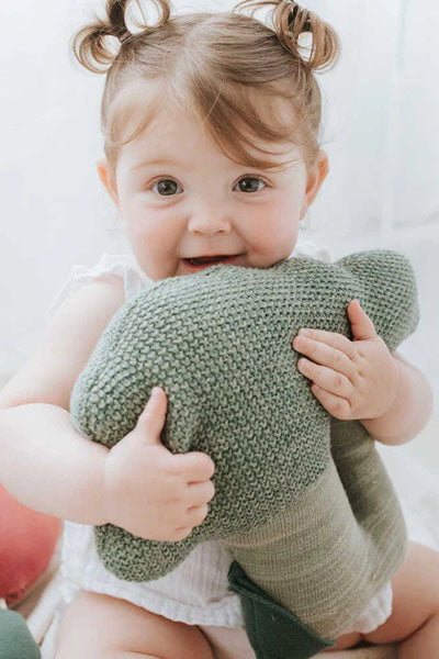 Knitted Cushion by Lorena Canals, showing knitted cushion in live shot.