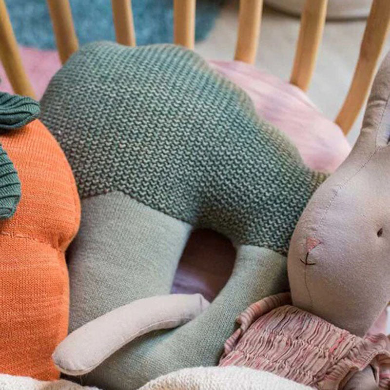Knitted Cushion by Lorena Canals, showing knitted cushion in live shot.