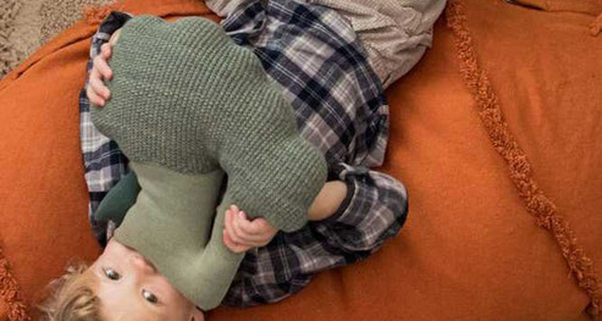 Knitted Cushion by Lorena Canals, showing knitted cushion in live shot.
