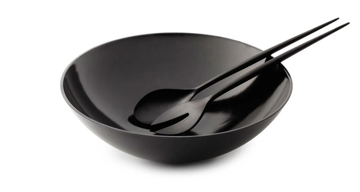 Krenit Salad Bowl by Normann Copenhagen, showing krenit salad bowl with salad set.