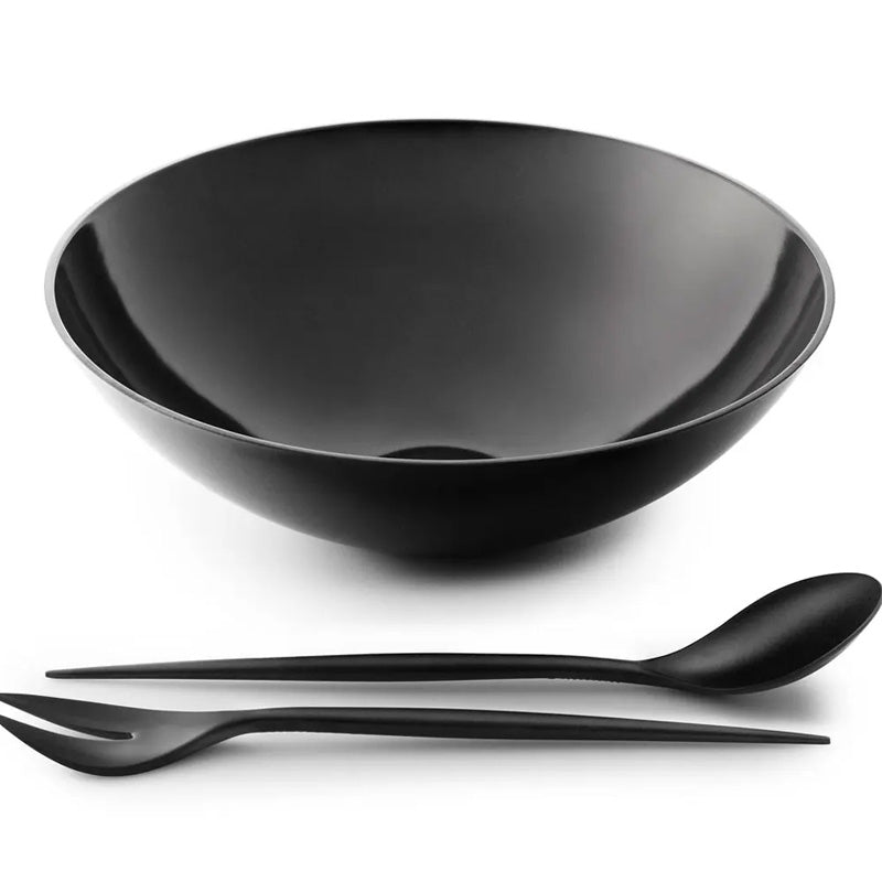 Krenit Salad Bowl by Normann Copenhagen, showing krenit salad bowl with salad set.