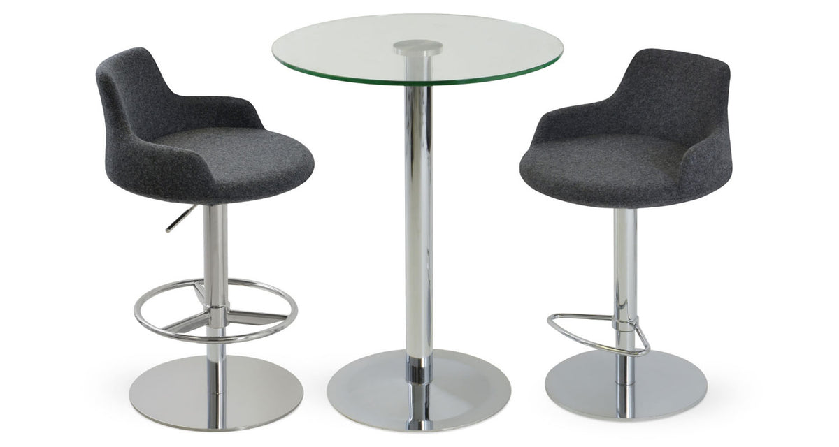 Lady Glass Bar/Counter Table by SohoConcept, showing lady glass bar/ounter table with chairs.