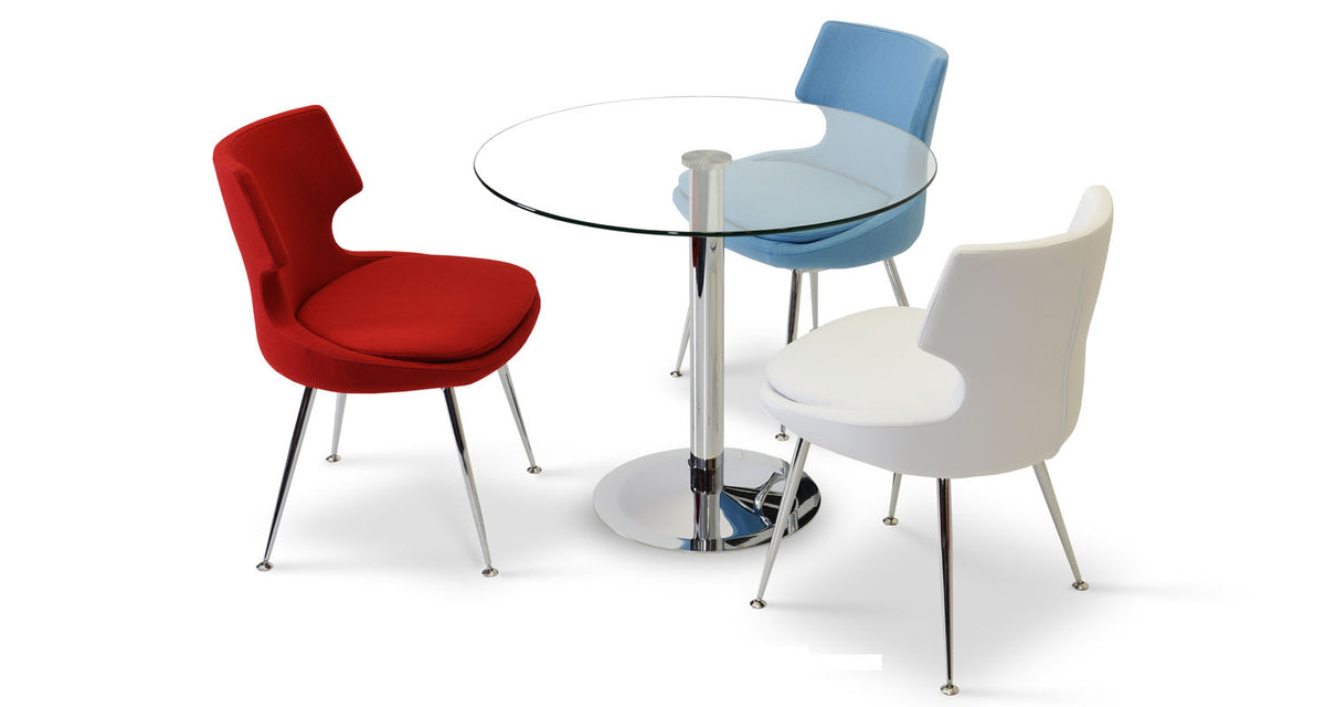 Lady Glass Dining Table by SohoConcept, showing lady glass dining table with chairs.
