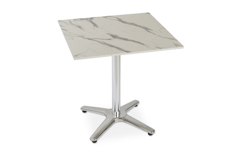 Lamer Commercial Table by SohoConcept - White Marble Finished + White Solid Compact.