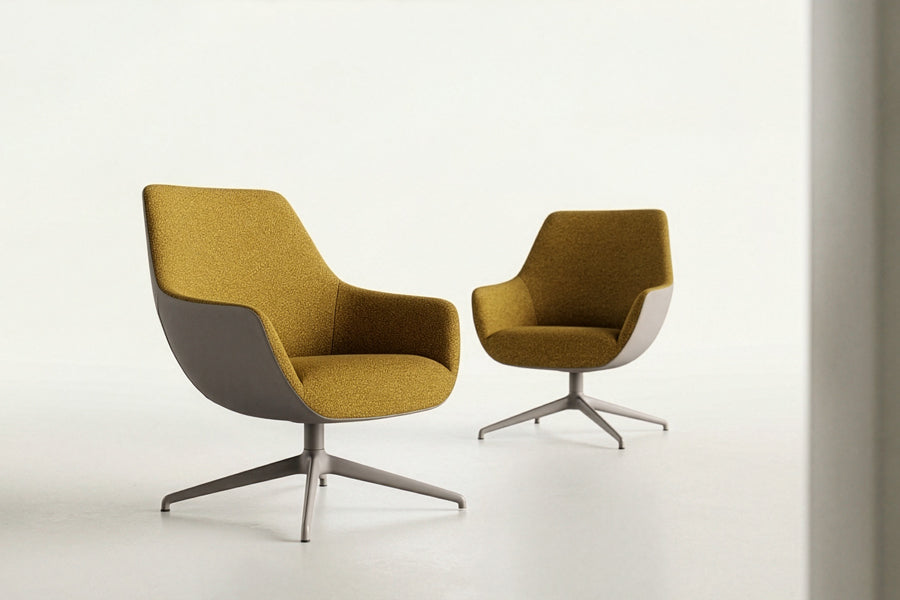 Lamy Metal Lounge Chair by B&T, showing lamy metal lounge chairs in live shot.