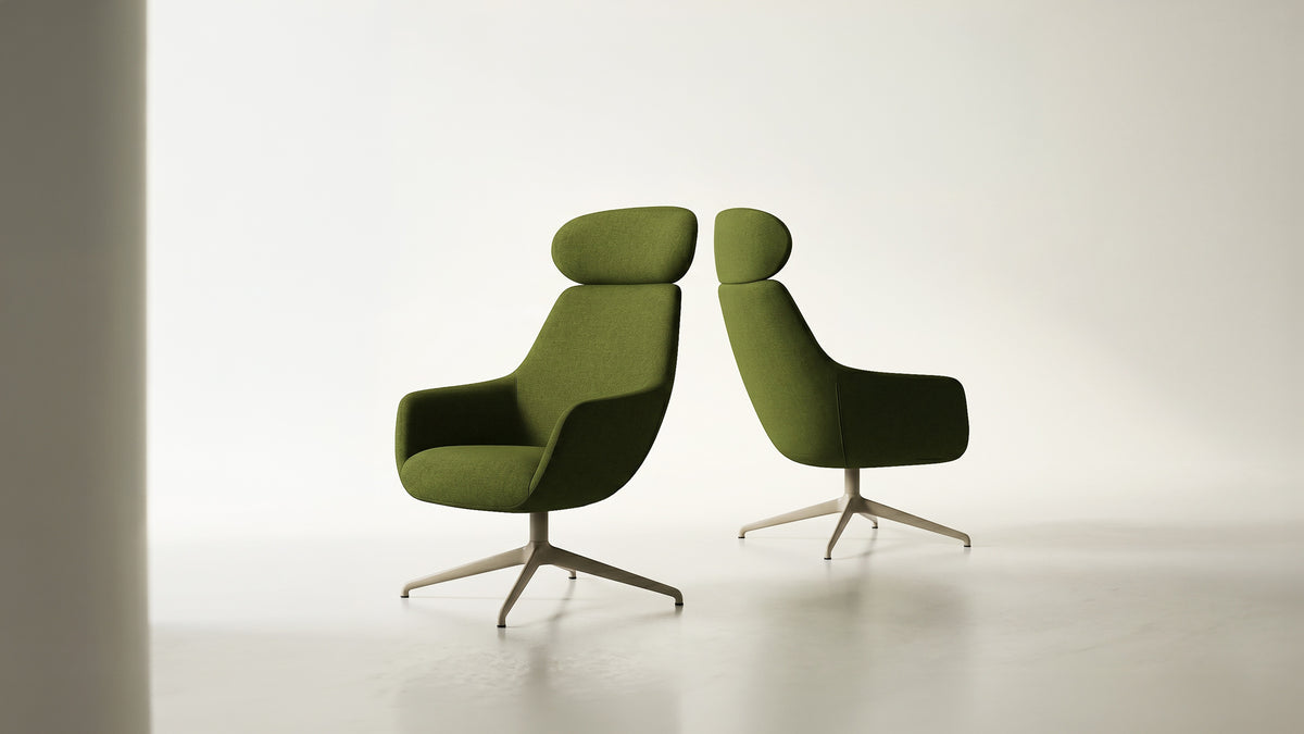 Lamy Metal Lounge Chair w/Headrest by B&T, showing lamy metal lounge chairs w/headrests in live shot.
