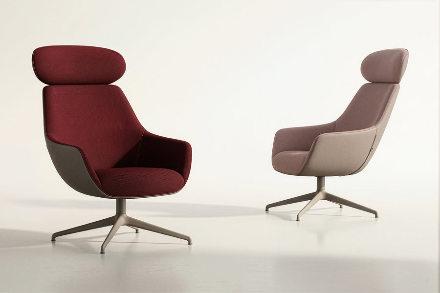 Lamy Metal Lounge Chair w/Headrest by B&T, showing lamy metal lounge chairs w/headrests in live shot.