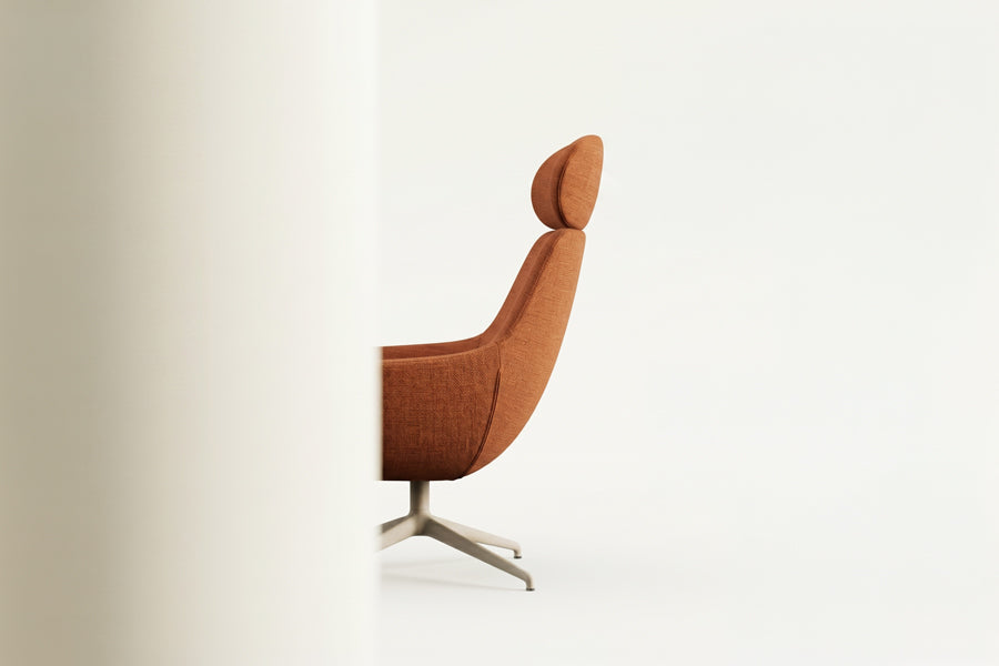 Lamy Metal Lounge Chair w/Headrest by B&T, showing lamy metal lounge chair w/headrest in live shot.