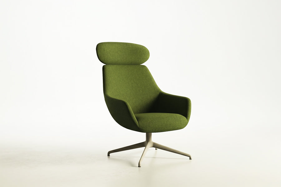 Lamy Metal Lounge Chair w/Headrest by B&T, showing lamy metal lounge chair w/headrest in live shot.