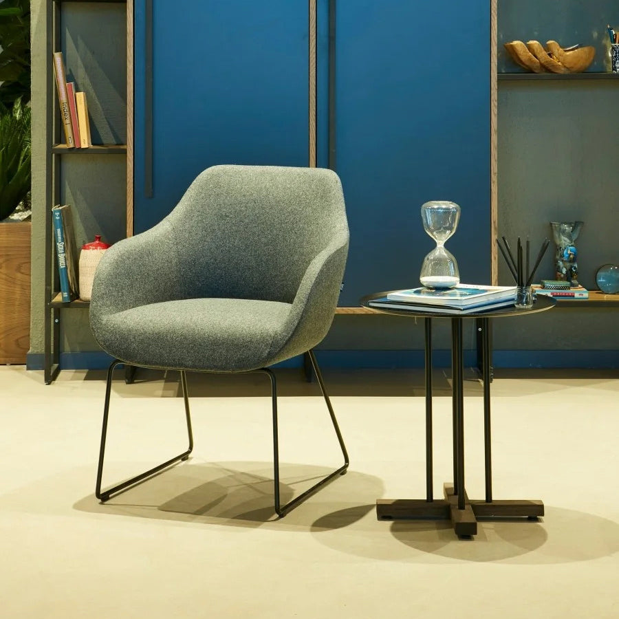 Lamy Sled Chair by B&T, showing lamy sled chair in live shot.