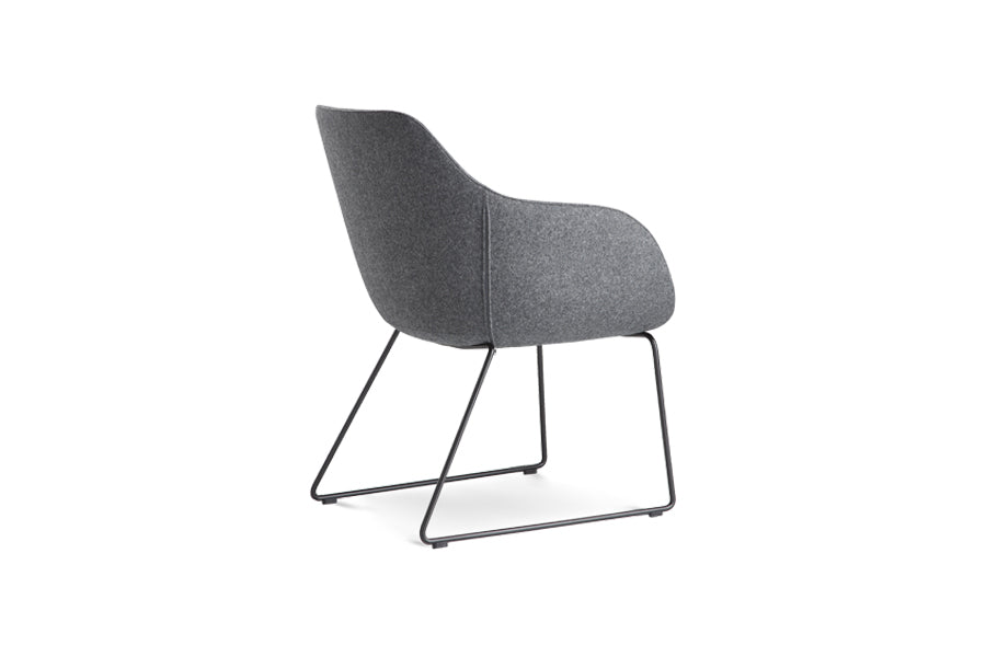 Lamy Sled Chair by B&T, showing side view of lamy sled chair in metal group.