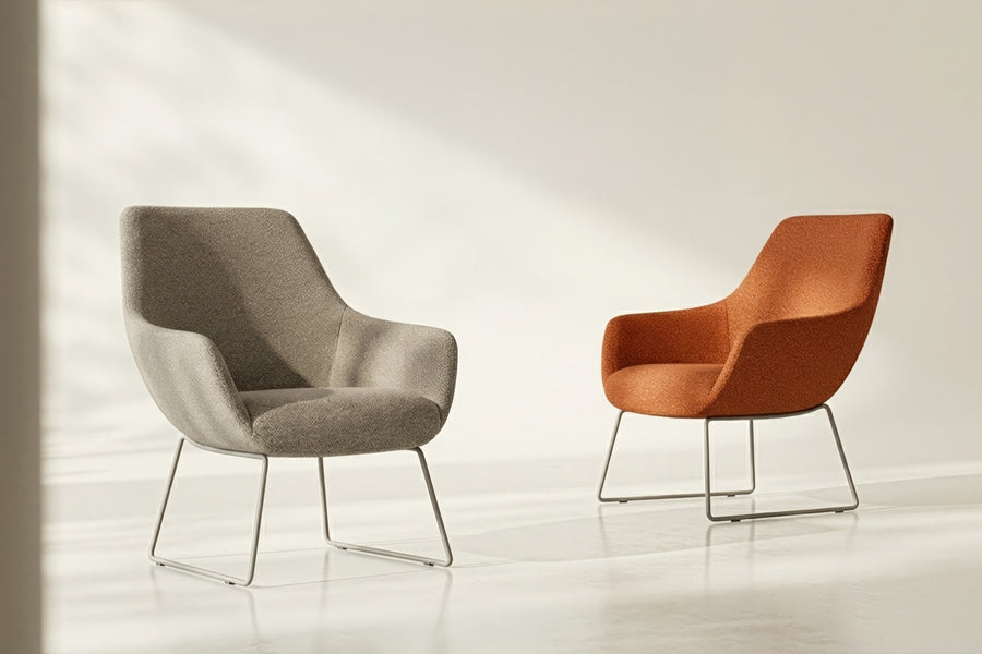 Lamy Sled Lounge Chair by B&T, showing lamy sled lounge chairs in live shot.