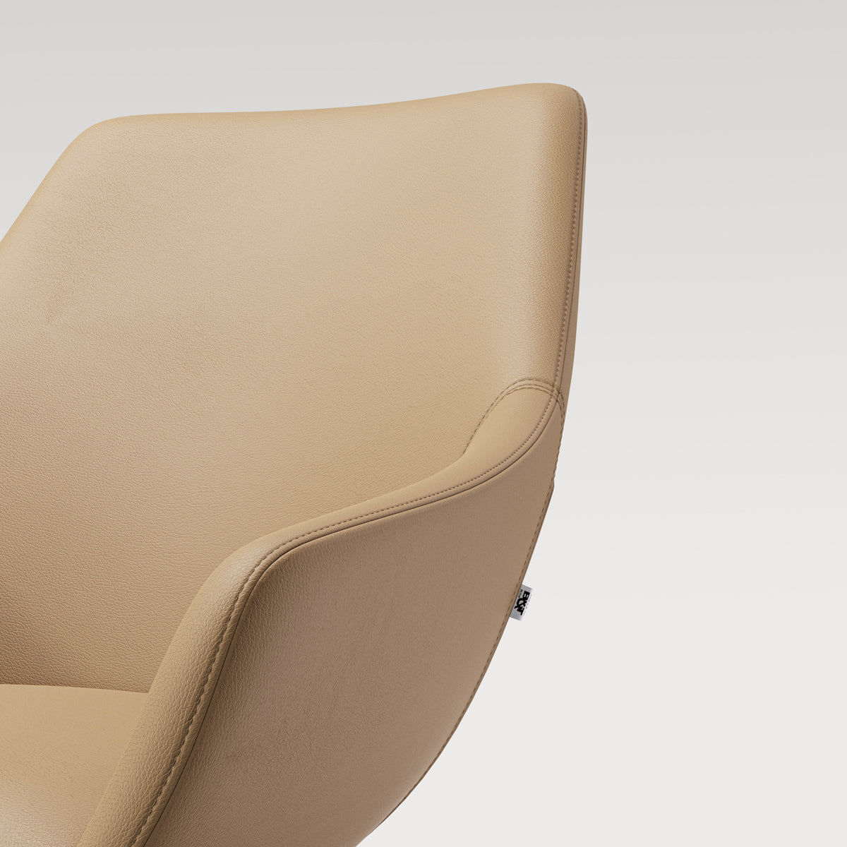 Lamy Wood Lounge Chair by B&T, showing closeup view of lamy wood lounge chair in live shot.