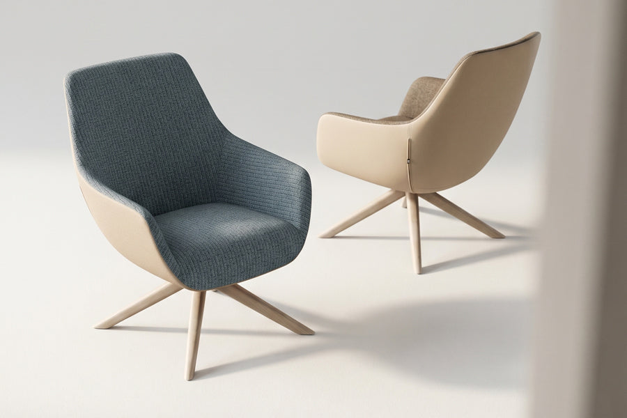 Lamy Wood Lounge Chair by B&T, showing lamy wood lounge chairs in live shot.