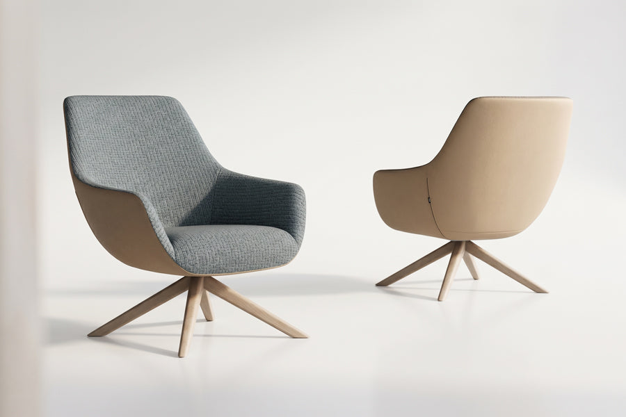 Lamy Wood Lounge Chair by B&T, showing lamy wood lounge chairs in live shot.
