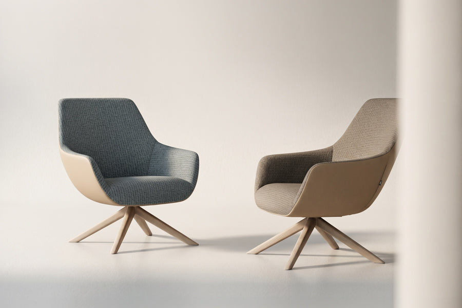 Lamy Wood Lounge Chair by B&T, showing lamy wood lounge chairs in live shot.