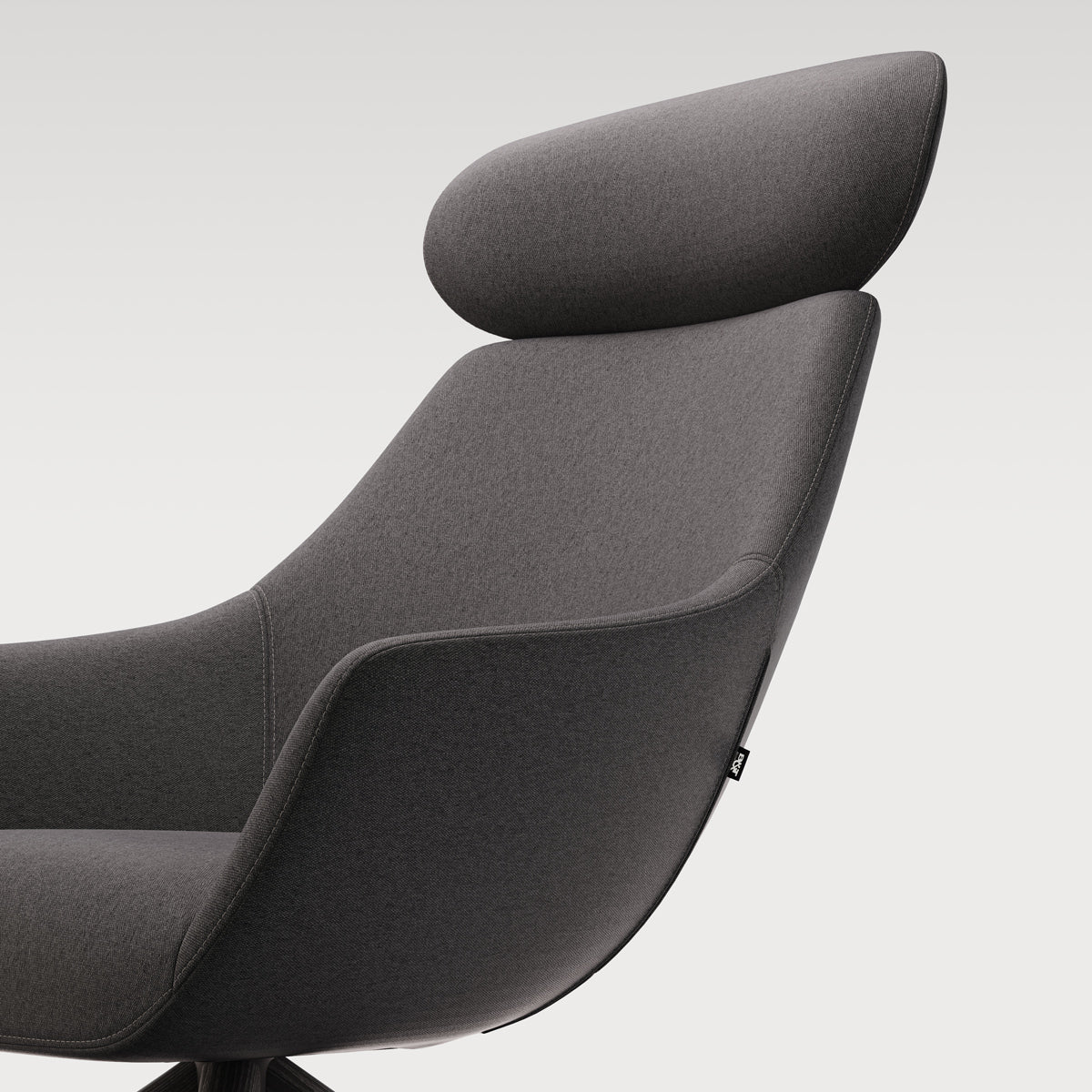 Lamy Wood Lounge Chair w/Headrest by B&T, showing closeup view of lamy wood lounge chair w/ headrest in live shot.