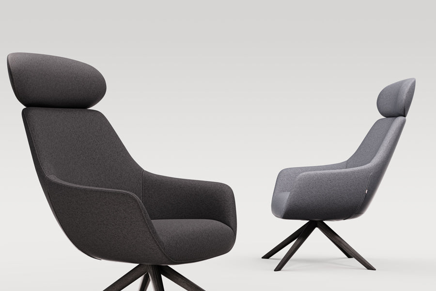 Lamy Wood Lounge Chair w/Headrest by B&T, showing lamy wood lounge chairs w/ headrests in live shot.