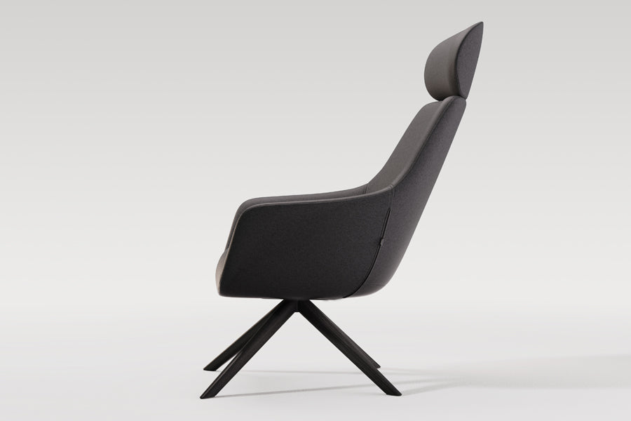 Lamy Wood Lounge Chair w/Headrest by B&T, showing lamy wood lounge chair w/ headrest in live shot.