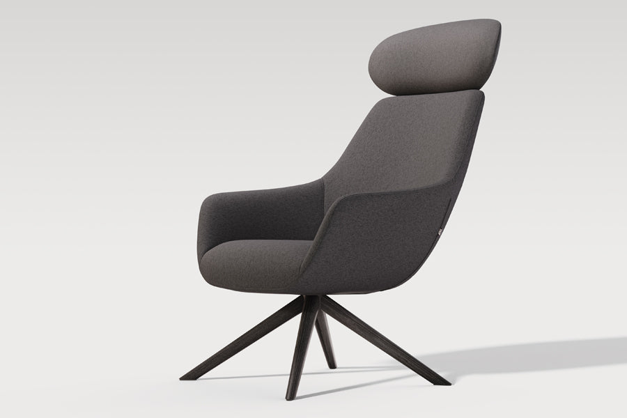 Lamy Wood Lounge Chair w/Headrest by B&T, showing lamy wood lounge chair w/ headrest in live shot.