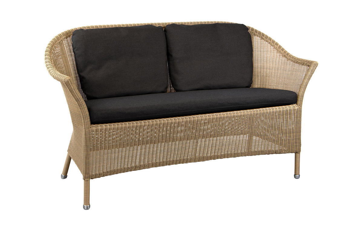 Lansing 2-Seater Sofa by Cane-Line - Natural Fiber Weave, Black Natte Seat/Back Set.