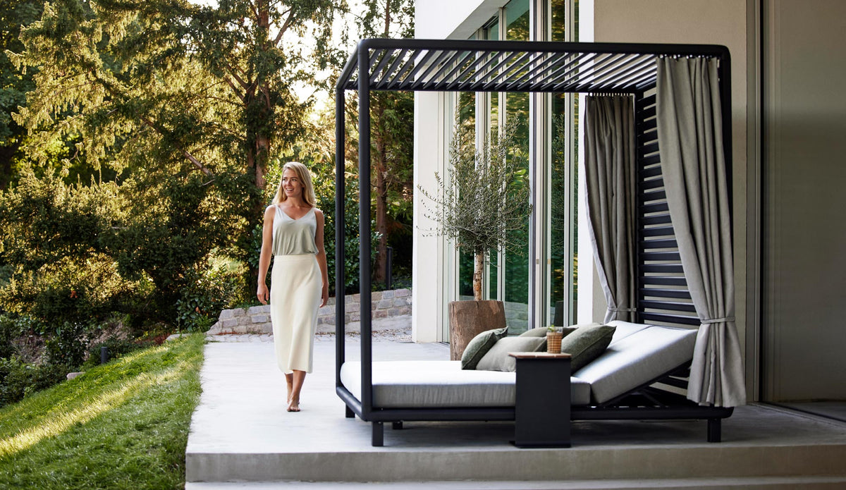 Laze Cabana by Cane-Line, showing laze cabana in live shot.