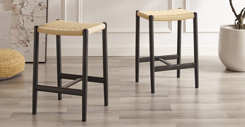 Leif Counter Stool by Greenington, showing leif counter stools in live shot.
