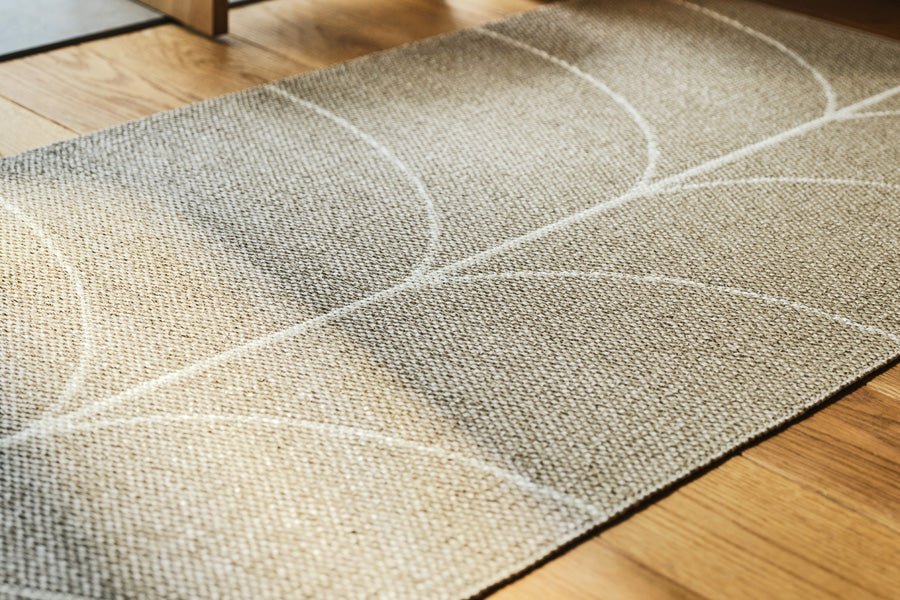 Leif Light Nougat Runner Rug by Pappelina, showing leif light nougat runner rug in live shot.