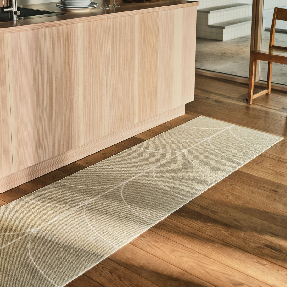 Leif Pine Runner Rug by Pappelina, showing leif pine runner rug in live shot.