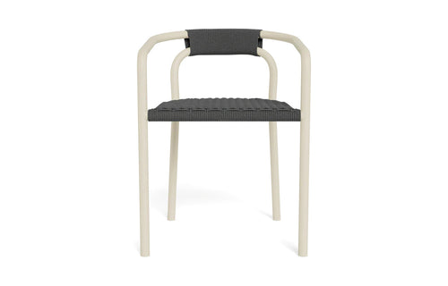 Leo Dining Chair by Harbour - Bone Aluminum, Dark Grey Rope.