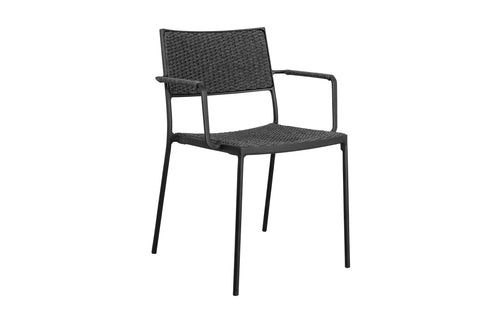 Less Stackable Dining Armchair by Cane-Line - Lava Grey/Dark Grey Soft Rope.