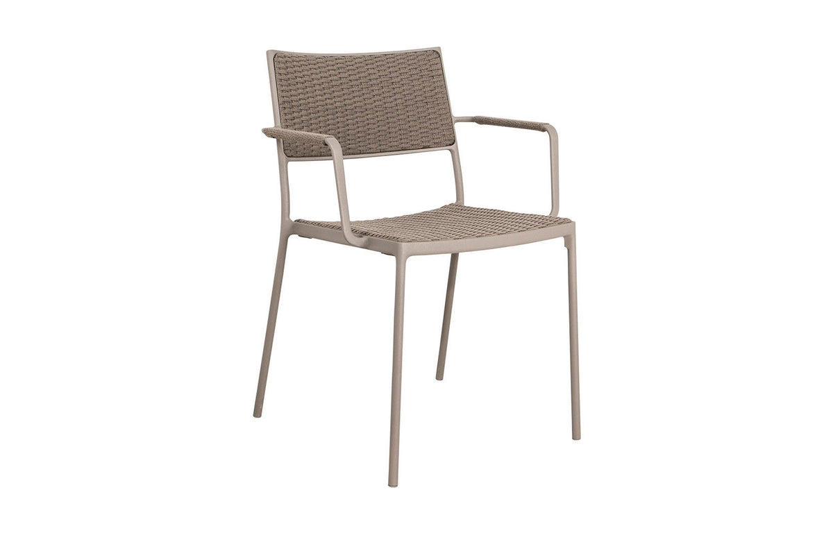 Less Stackable Dining Armchair by Cane-Line - Taupe/Taupe Soft Rope.