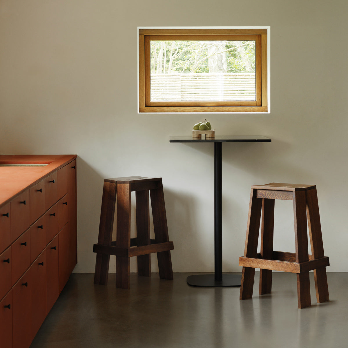 Let Barstool by Normann Copenhagen, showing let barstools in live shot.