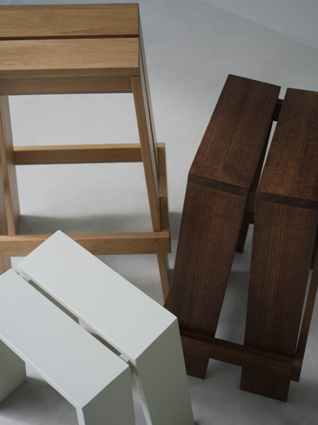 Let Barstool by Normann Copenhagen, showing closeup view of let barstools in live shot.