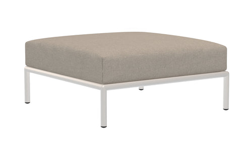 Level 2 Ottoman by Houe - Muted White Aluminum, Ash Sunbrella Heritage Fabric.