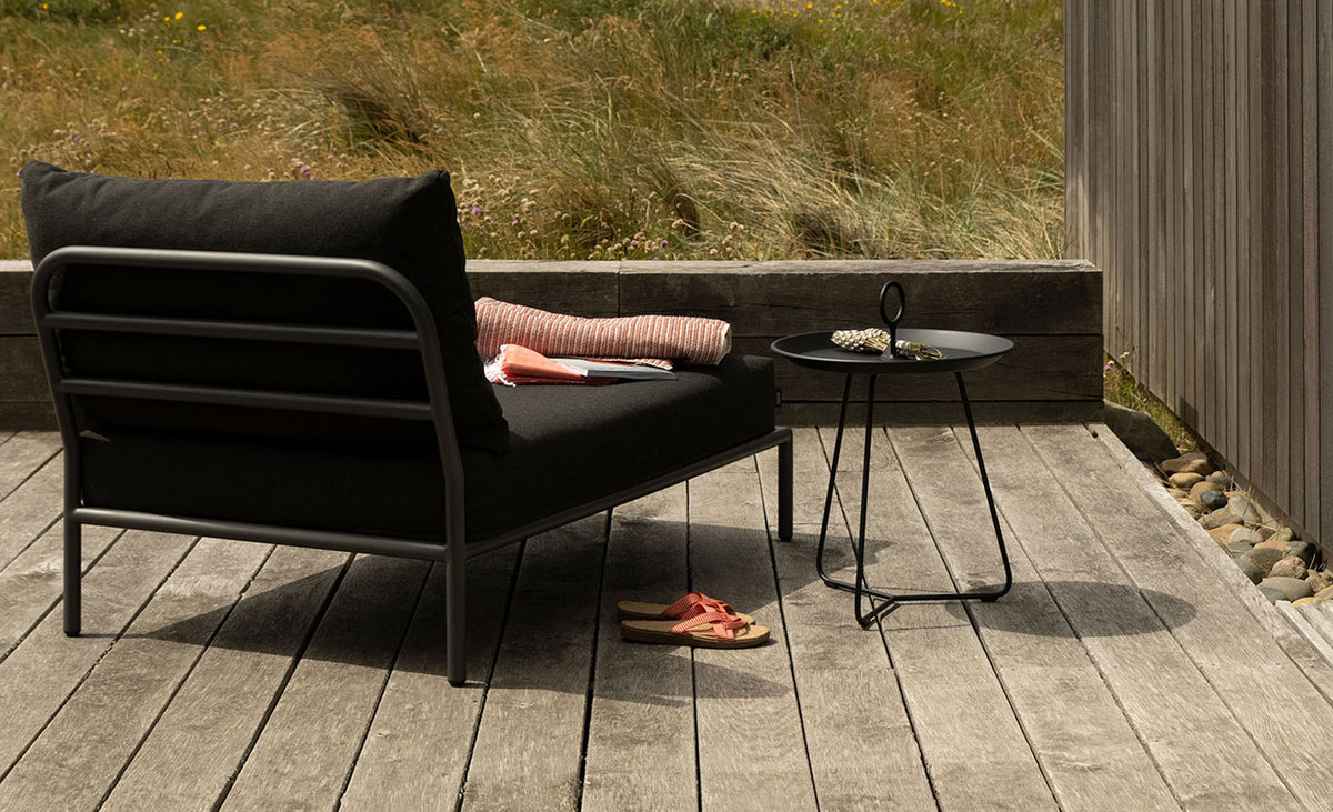Level 2 Outdoor Chaiselong Lounge Sectional by Houe, showing level 2 outdoor chaiselong lounge sectional in live shot.