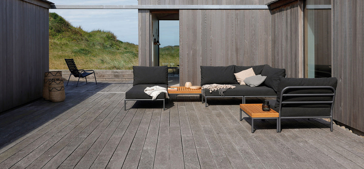 Level 2 Outdoor Corner Sectional by Houe, showing level 2 outdoor corner sectional in live shot.