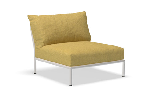 Level 2 Outdoor Lounge Sectional Chair by Houe - Muted White Powder Coated Aluminum, Dijon Sunbrella Heritage Fabric.