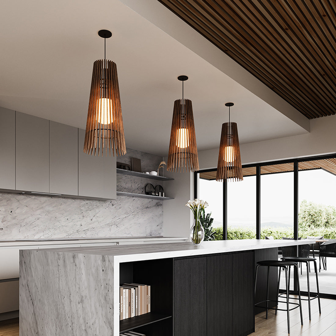 Lex Pendant by Cerno, showing lex pendants in live shot.