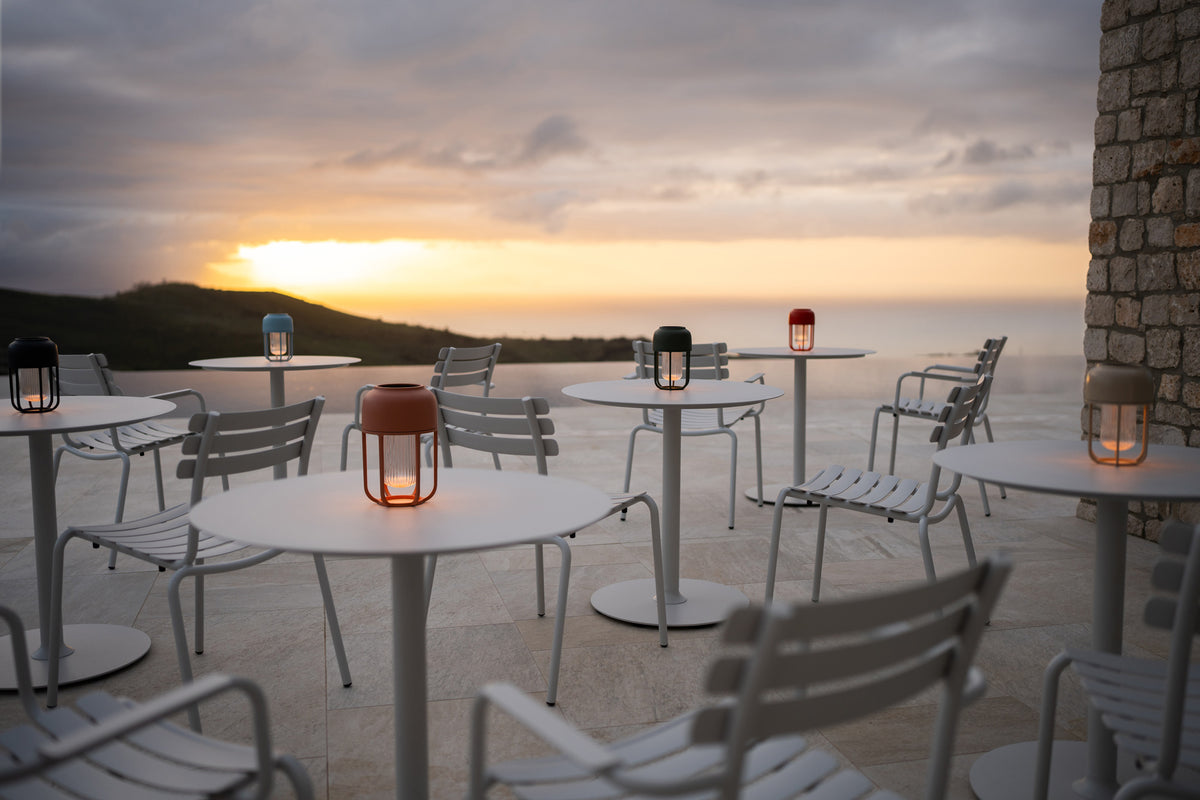 Light No. 1 Portable Outdoor Lamp by Houe, showing light no. 1 portable outdoor lamps in live shot.
