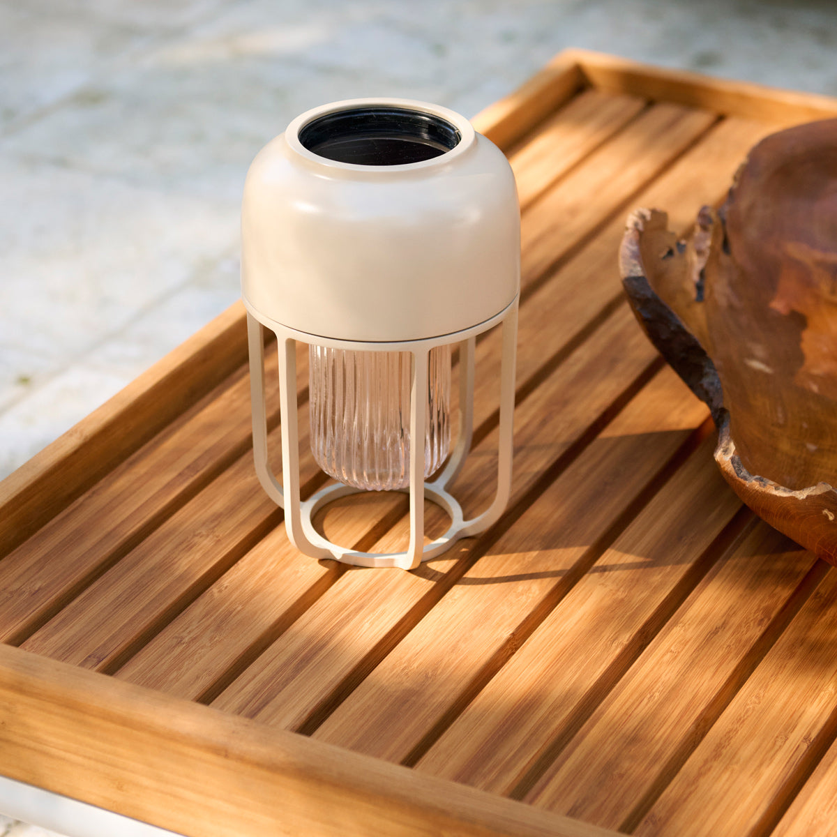 Light No. 1 Portable Outdoor Lamp by Houe, showing light no. 1 portable outdoor lamp in live shot.
