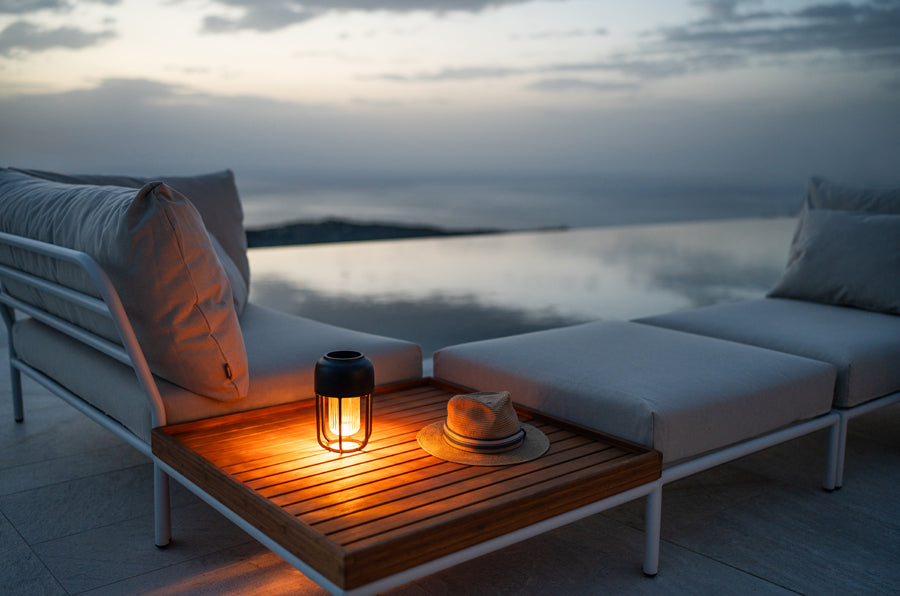 Light No. 1 Portable Outdoor Lamp by Houe, showing light no. 1 portable outdoor lamp in live shot.