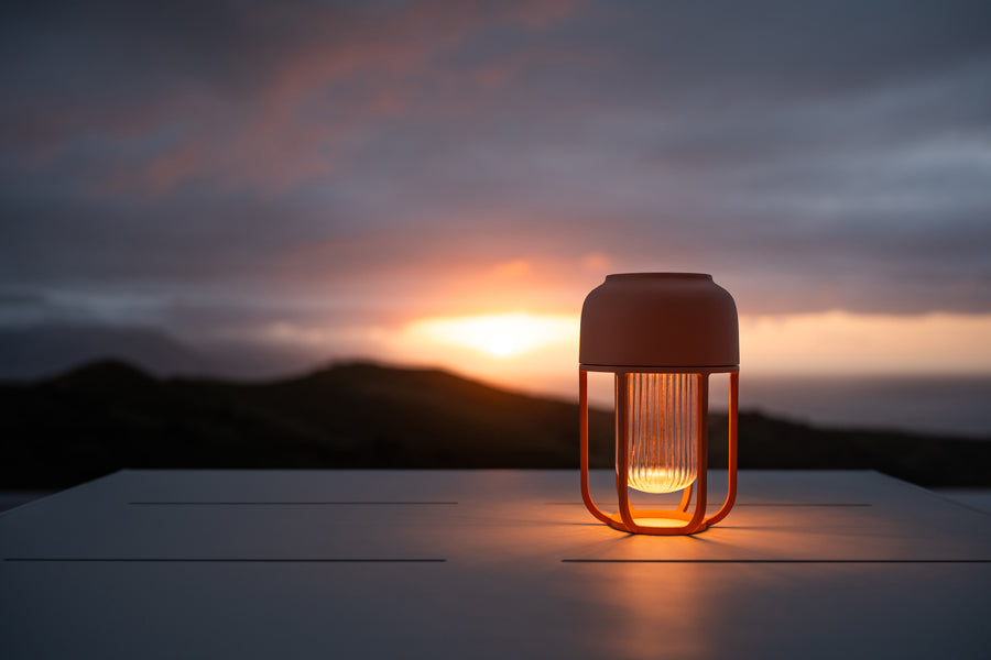 Light No. 1 Portable Outdoor Lamp by Houe, showing light no. 1 portable outdoor lamp in live shot.