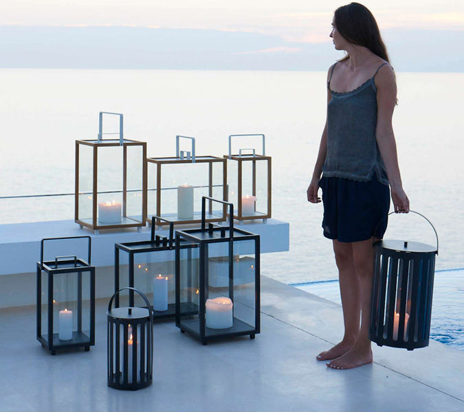 Lighthouse Lantern by Cane-Line, showing lighthouse lanterns in live shot.