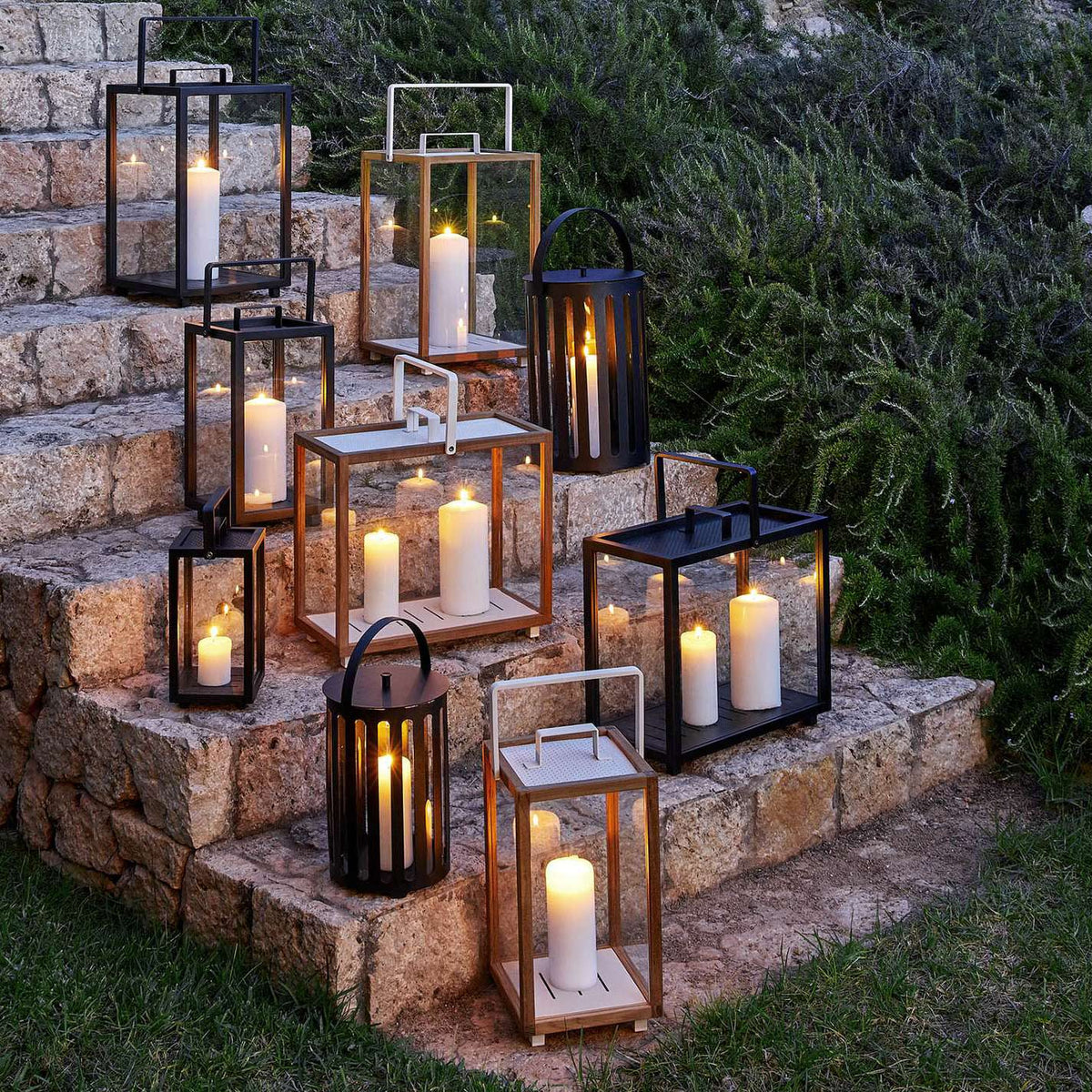 Lighthouse Lantern by Cane-Line, showing lighthouse lanterns in live shot.
