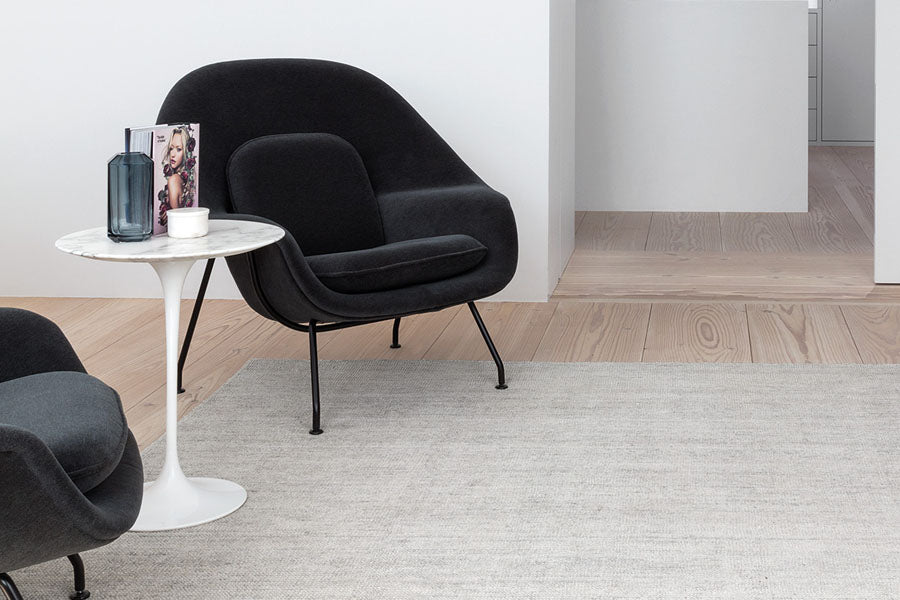 Oat Hand Woven Rug by Ligne Pure, showing oat hand woven rug in live shot.